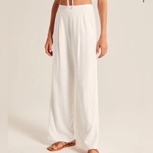 Abercrombie Wide Leg Pull On Linen Pants